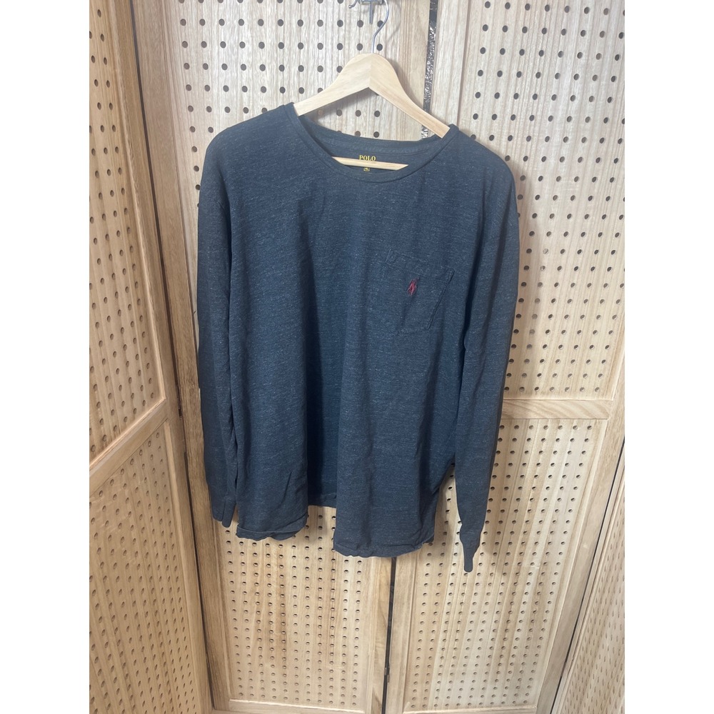 Polo Ralph Lauren Mens XL Charcoal Gray Heather Long Sleeve Pocket T-Shirt
